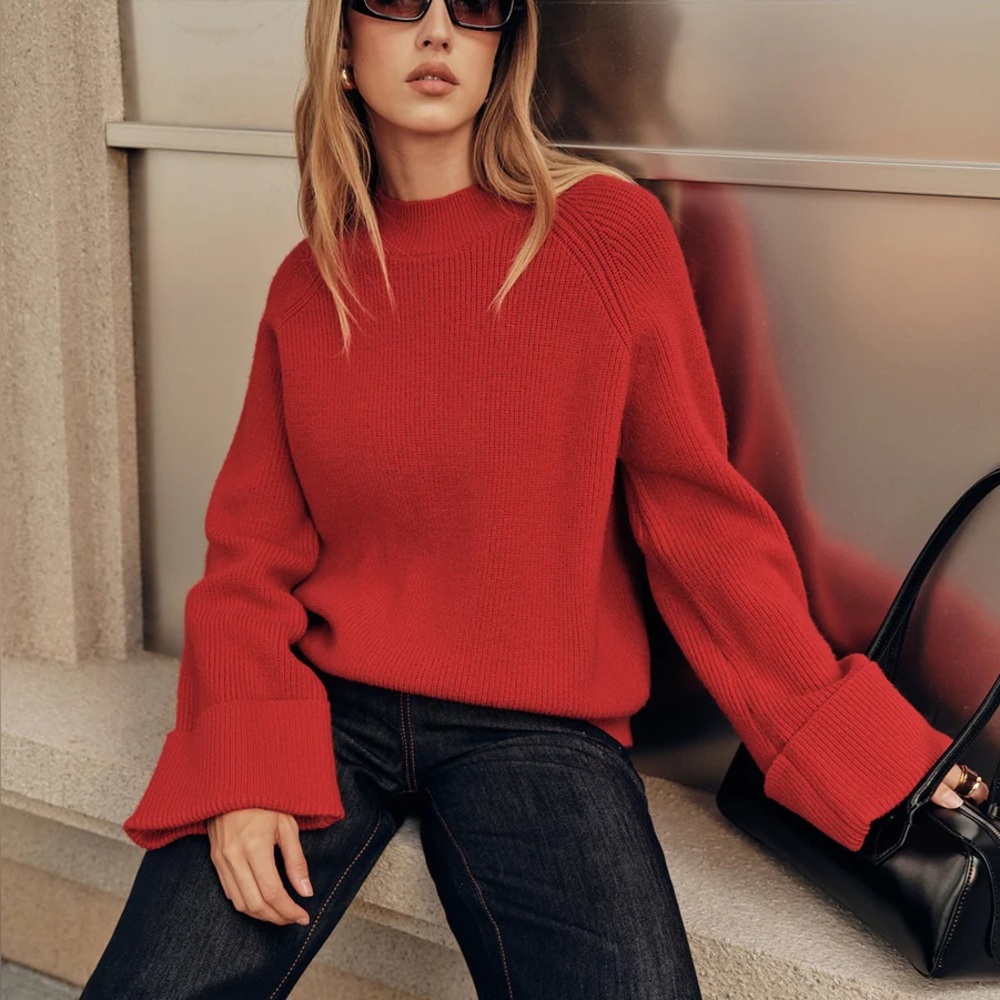 Commense Cuffed Sleeve Oversized Sweater